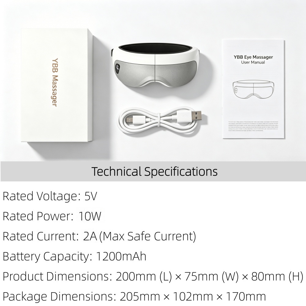 To better understand the packaging and configuration options for eye massagers, as well as their specifications and precautions.